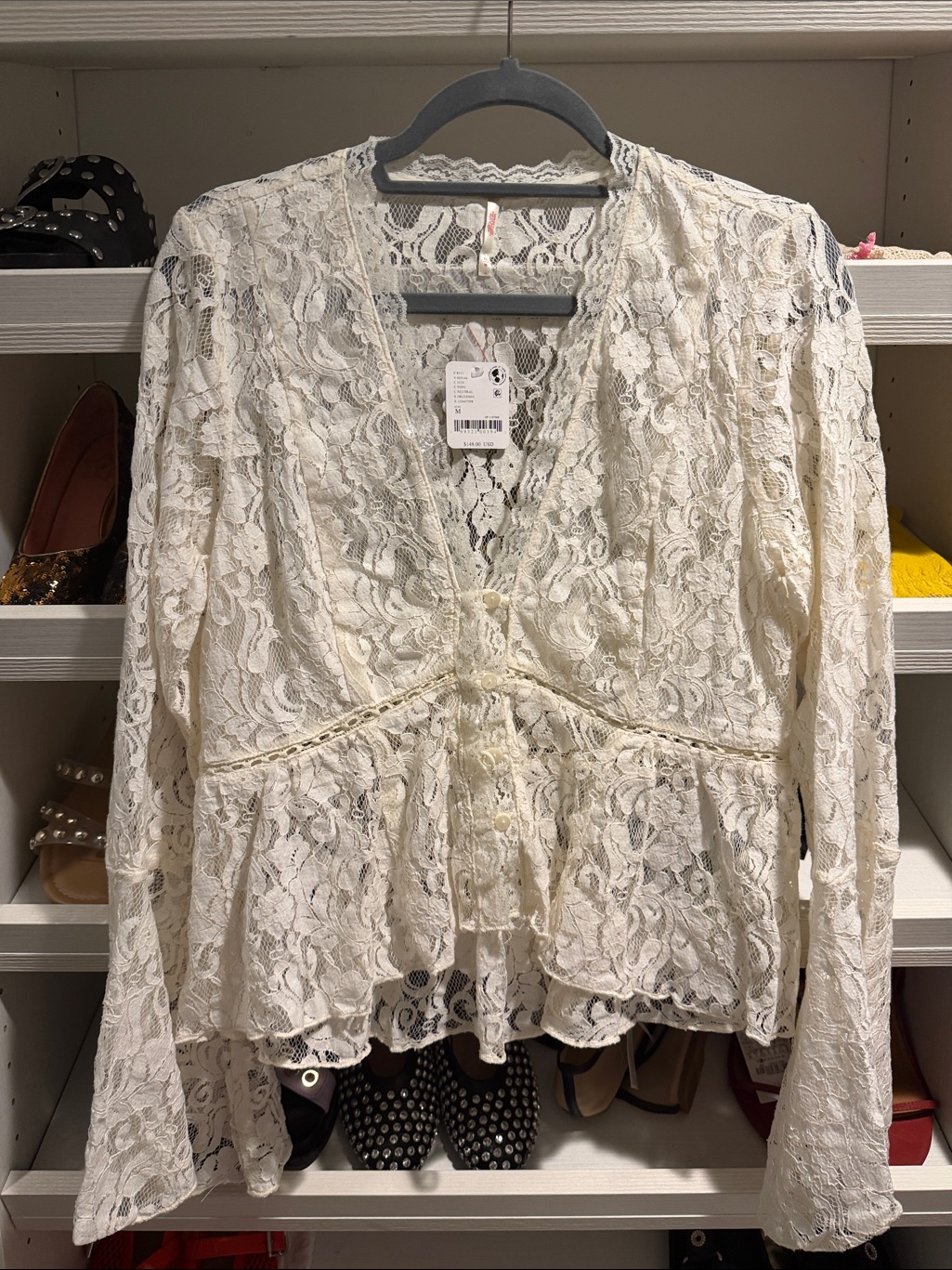 Free People Whispering Love Lace Blouse